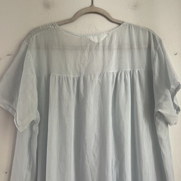 Vintage sheer eyelet lace keyhole neck detail short sleeve super soft nightgown - Picture 6 of 7